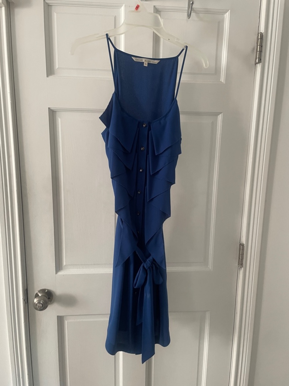 RACHEL Rachel Roy Royal Blue Ruffled Midi Dress with Tie